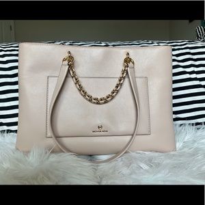 BRAND NEW Michael Kors Soft Pink Cece Ribbon Chain Leather Tote